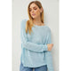 Women's Long Sleeve - Lightweight Drop Shoulder Round Hem Rib Knit - Baby Blue - Cultured Cloths Apparel