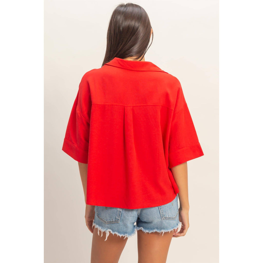Button-Up Collared Short Sleeve Shirt