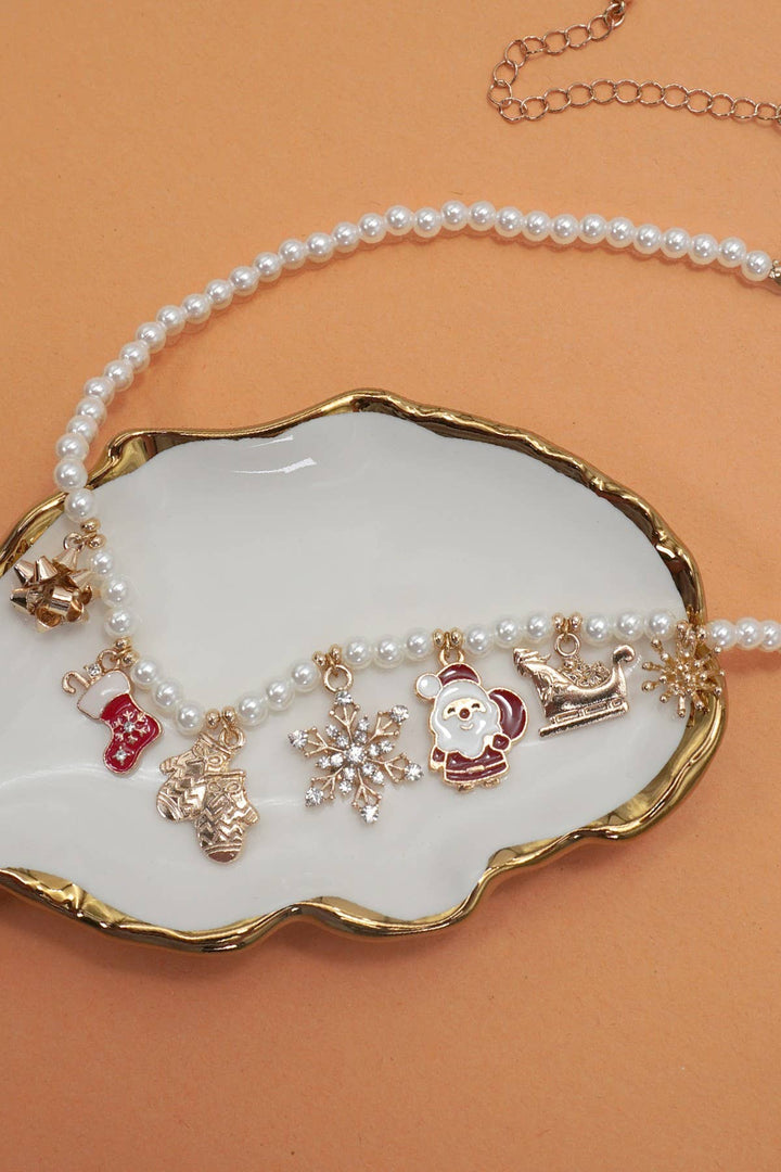 Accessories, Necklaces - Pearl Chain Necklace with Christmas Charms | 80N91725 - GOLD - Cultured Cloths Apparel