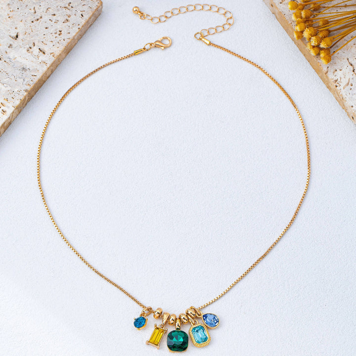 Accessories, Jewelry - Multicolor Crystal Cluster Charm Pendant Necklace | 80N93296 - - Cultured Cloths Apparel
