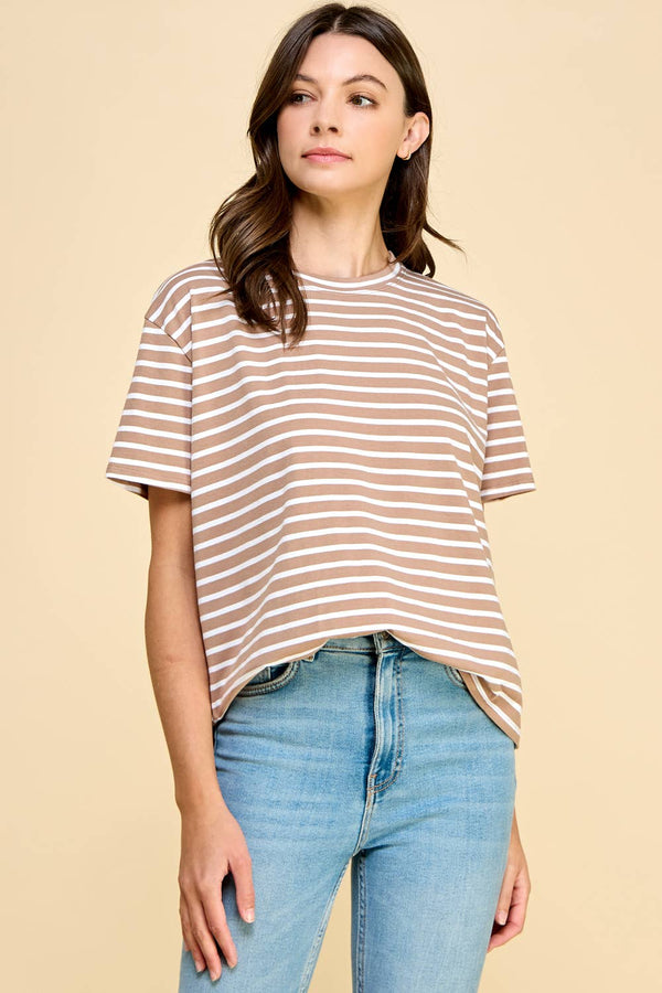 Women's Short Sleeve - Striped Basic Top -  - Cultured Cloths Apparel