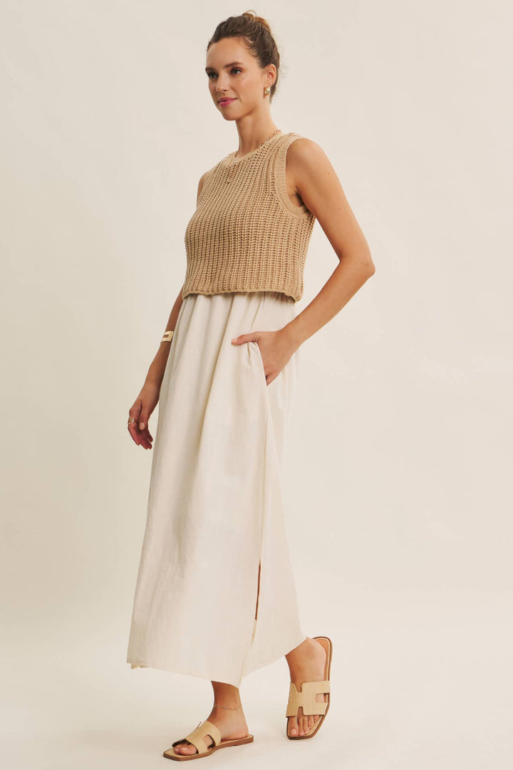 Women's Dresses - TRUE CUSTOMER FAVORITE CHUNKY SWEATER TWOFER MIDI DRESS - - Cultured Cloths Apparel