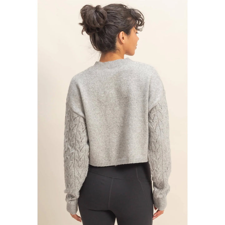 Women's Sweaters - Cropped Cable Knit Sweater - - Cultured Cloths Apparel