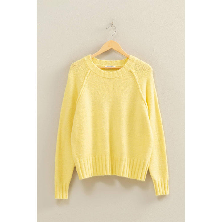 Women's Sweaters - Raglan Sleeve Crew Neck Sweater - PALE YELLOW - Cultured Cloths Apparel