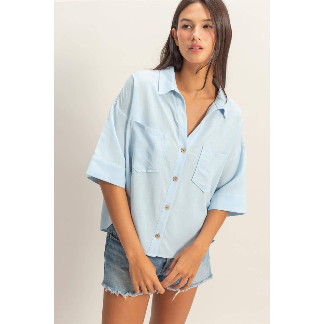Button-Up Collared Short Sleeve Shirt