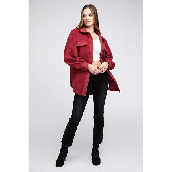 Outerwear - Fleece Buttoned Down Oversized Jacket -  - Cultured Cloths Apparel