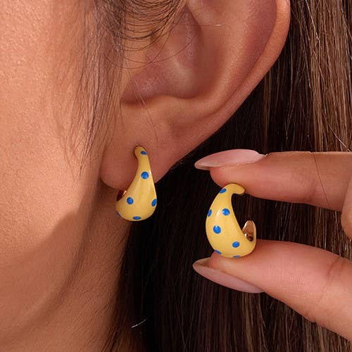 Accessories, Earrings - Butter Yellow Polkadot Earrings | 40E506 - BUTTER YELLOW - Cultured Cloths Apparel