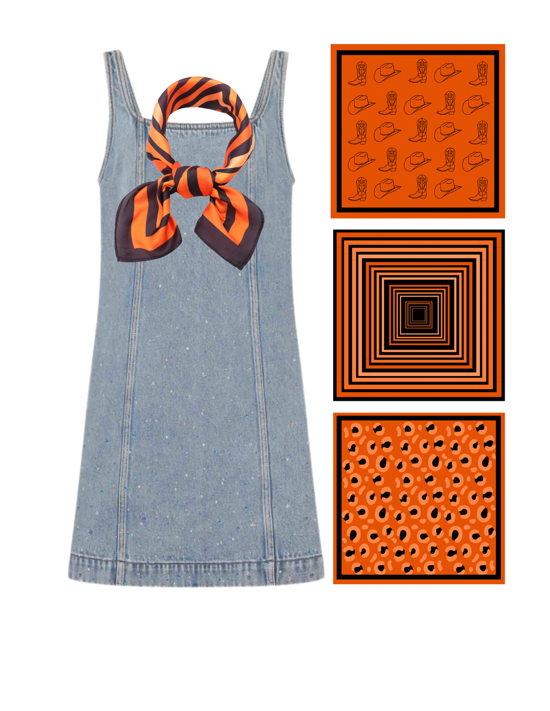 Gameday Bandana Scarf in Orange & Black