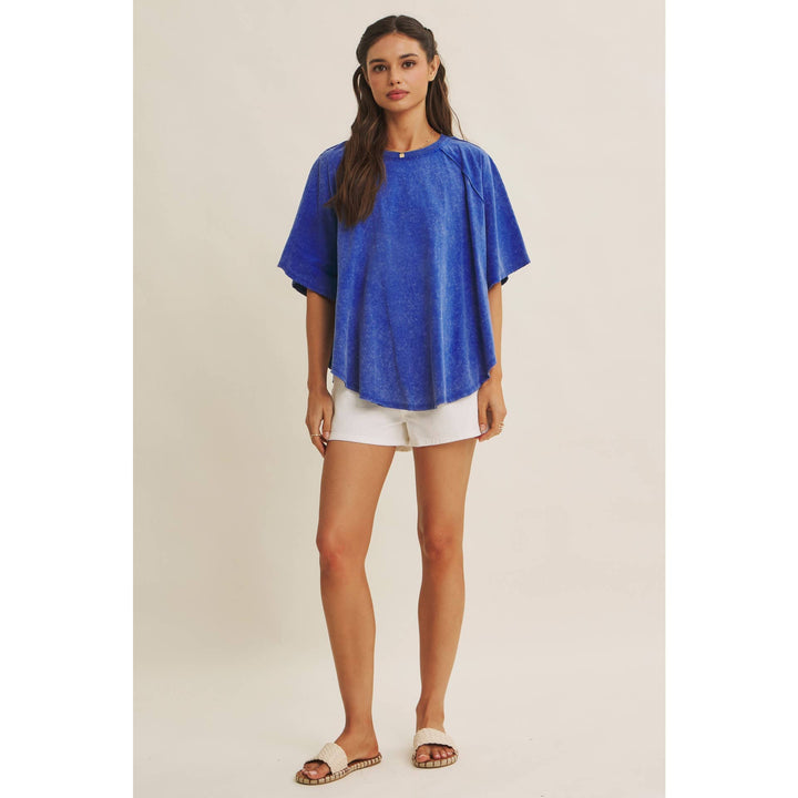 Women's Short Sleeve - EASY DRAPE MINERAL-WASHED PONCHO-LIKE COTTON JERSEY TOP - - Cultured Cloths Apparel