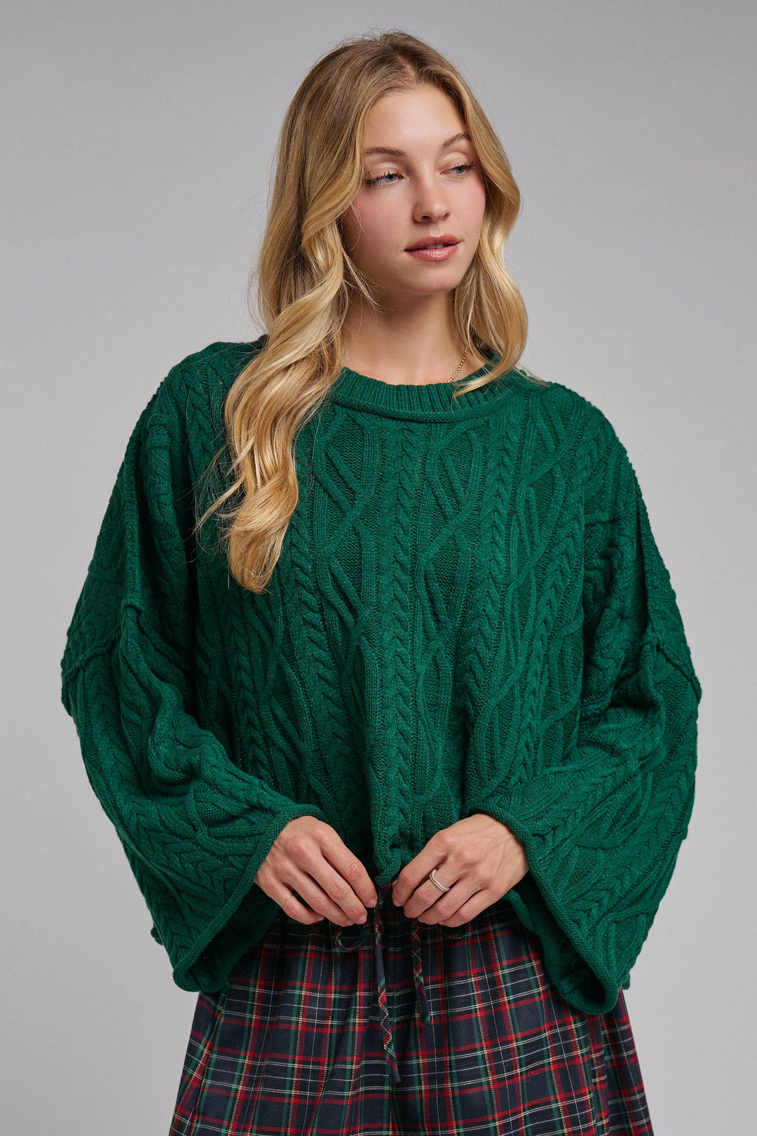 OVERSIZED CABLE KNIT CASUAL BOHO FALL SWEATERTOP