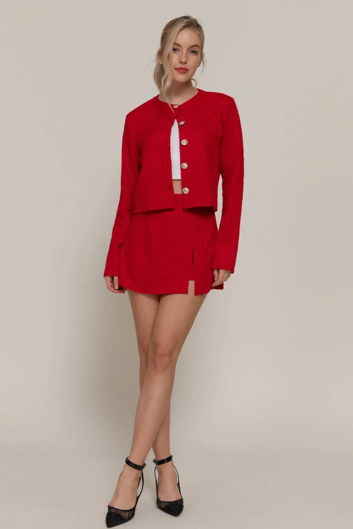 Women's Skirts - Stretch Tweed Mini Skirt - - Cultured Cloths Apparel