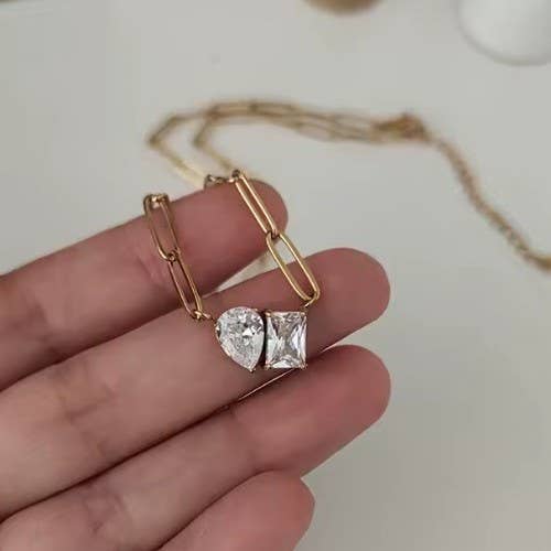 Accessories, Necklaces - 18K STAINLESS STEEL TARNISH FREE RHIN NECKLACE | 40NK9634 - - Cultured Cloths Apparel
