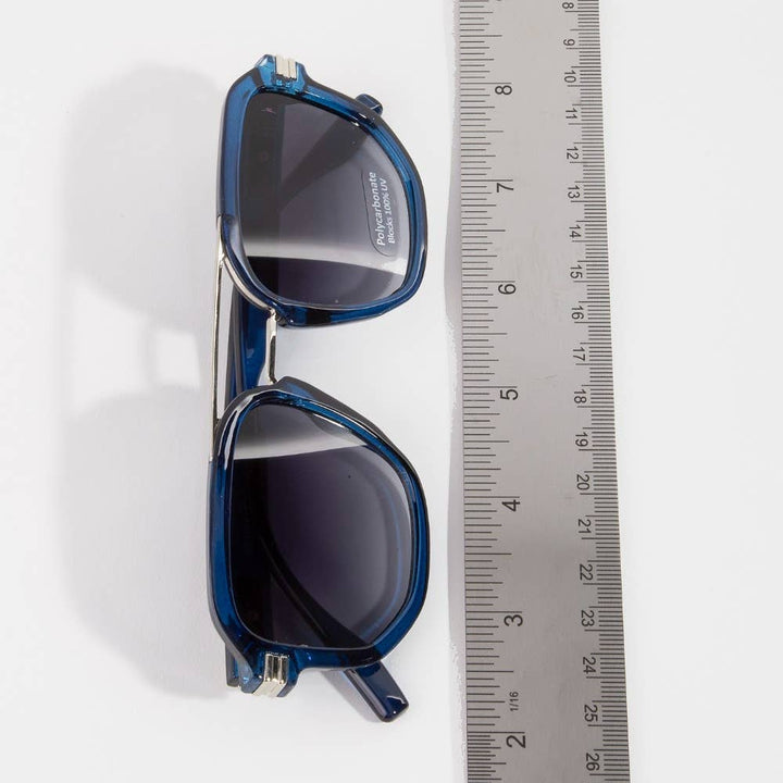 Sunglasses - Square Double Bridge Round Metal Accent Sunglasses - - Cultured Cloths Apparel