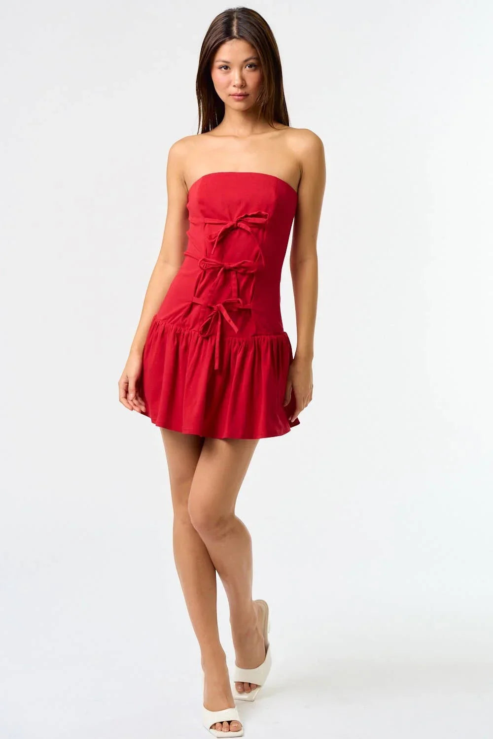Tube Mini Dress with Spaghetti Ribbon Tube Mini Dress with Spaghetti Ribbon