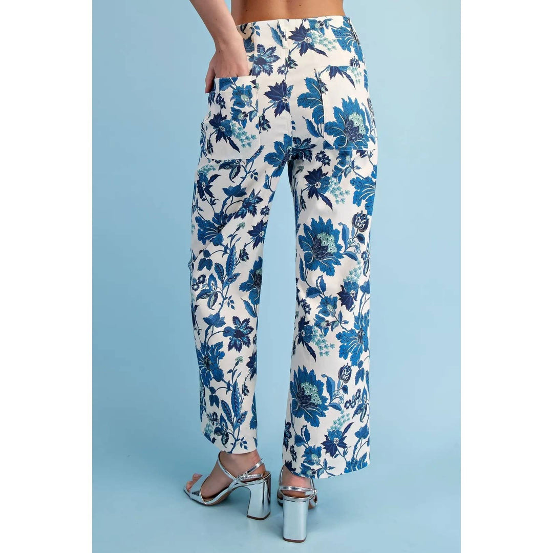 Pants - Floral Ankle Cropped Pants - - Cultured Cloths Apparel