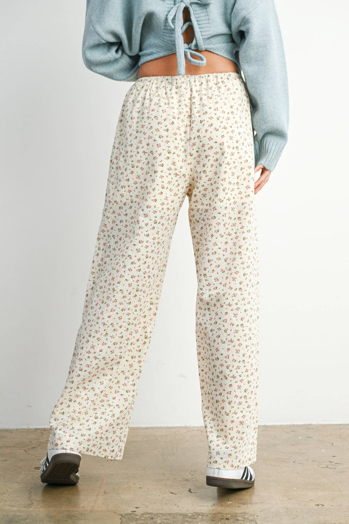 Pants - Floral Print Drawstring Pants - - Cultured Cloths Apparel