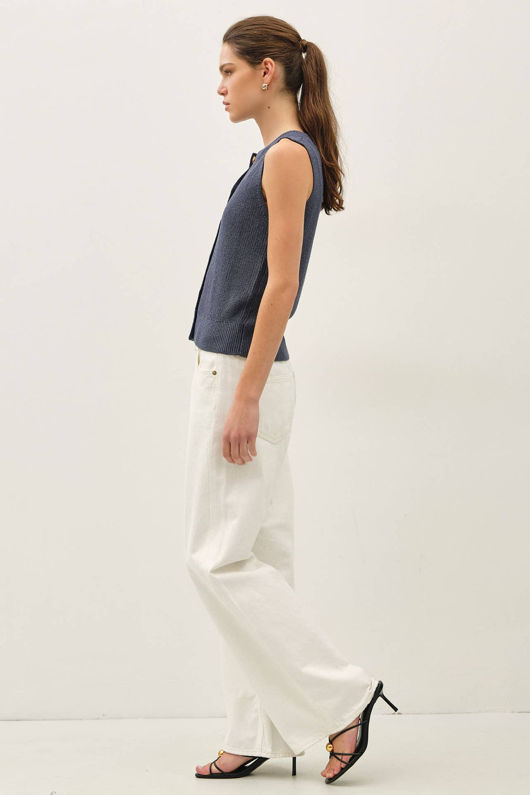 Women's Sleeveless - LIGHT WEIGHT BUTTON UP SWEATER VEST - - Cultured Cloths Apparel