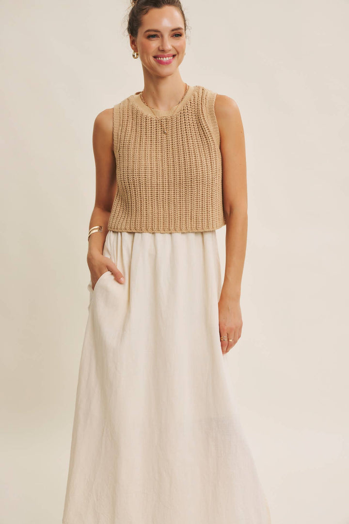 Women's Dresses - TRUE CUSTOMER FAVORITE CHUNKY SWEATER TWOFER MIDI DRESS - - Cultured Cloths Apparel