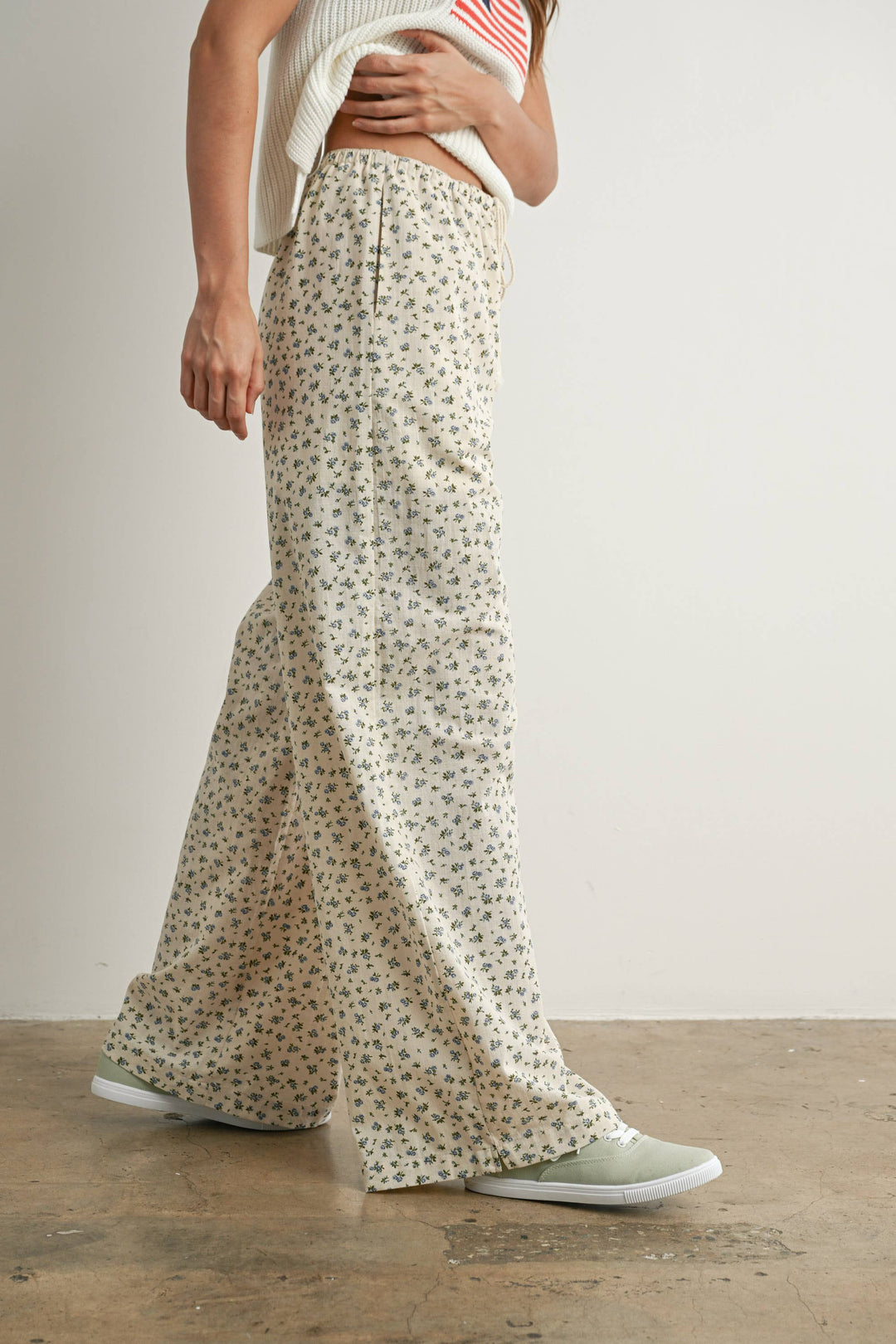 Pants - Floral Print Drawstring Pants - - Cultured Cloths Apparel