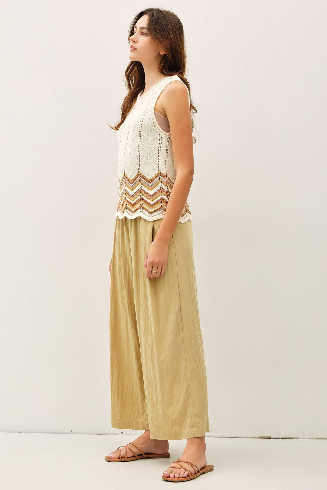 Pants - CRINKLED WIDE LEG CROPPED PULL ON PANTS - - Cultured Cloths Apparel