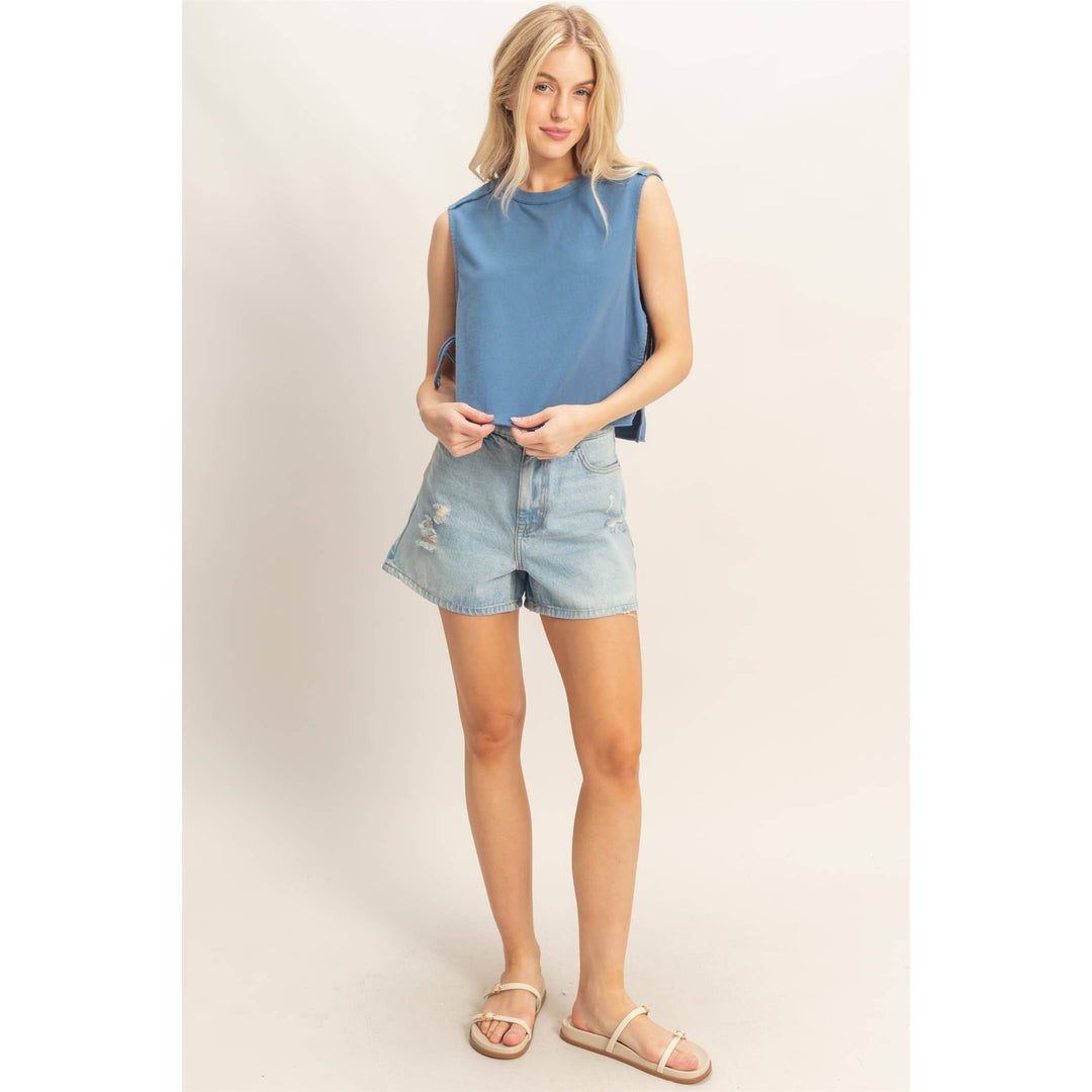 Women's Short Sleeve - Sleeveless Raw Edge Top - - Cultured Cloths Apparel