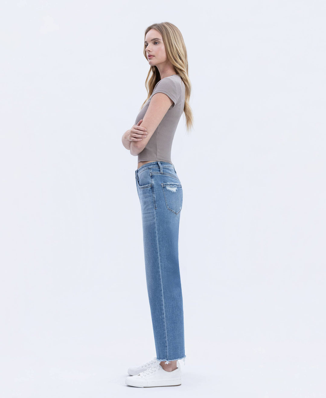Denim - HIGH RISE MEDIUM WASH ANKLE DAD JEANS - - Cultured Cloths Apparel
