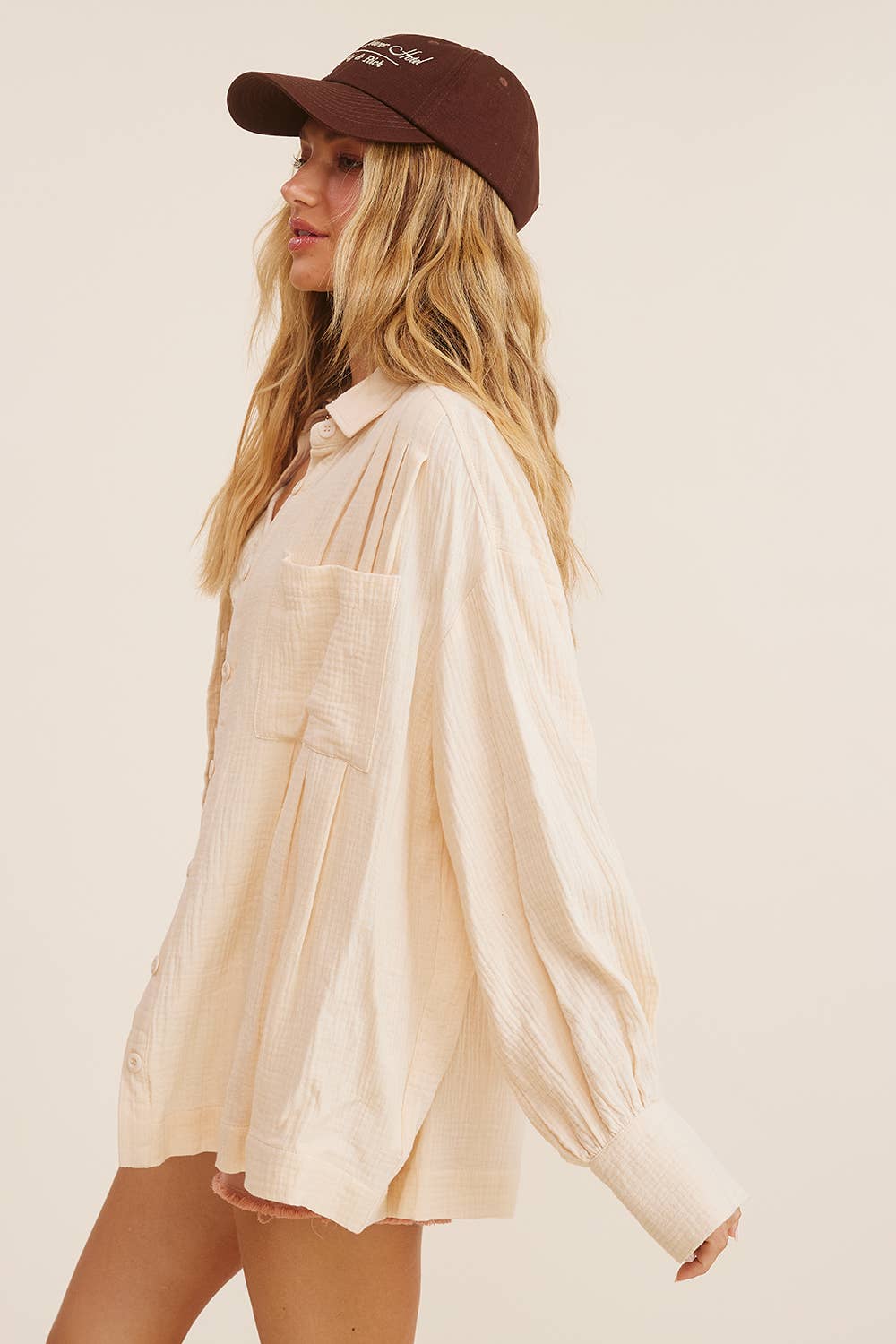 Women's Long Sleeve - Gauze Button-Down Shirt - - Cultured Cloths Apparel
