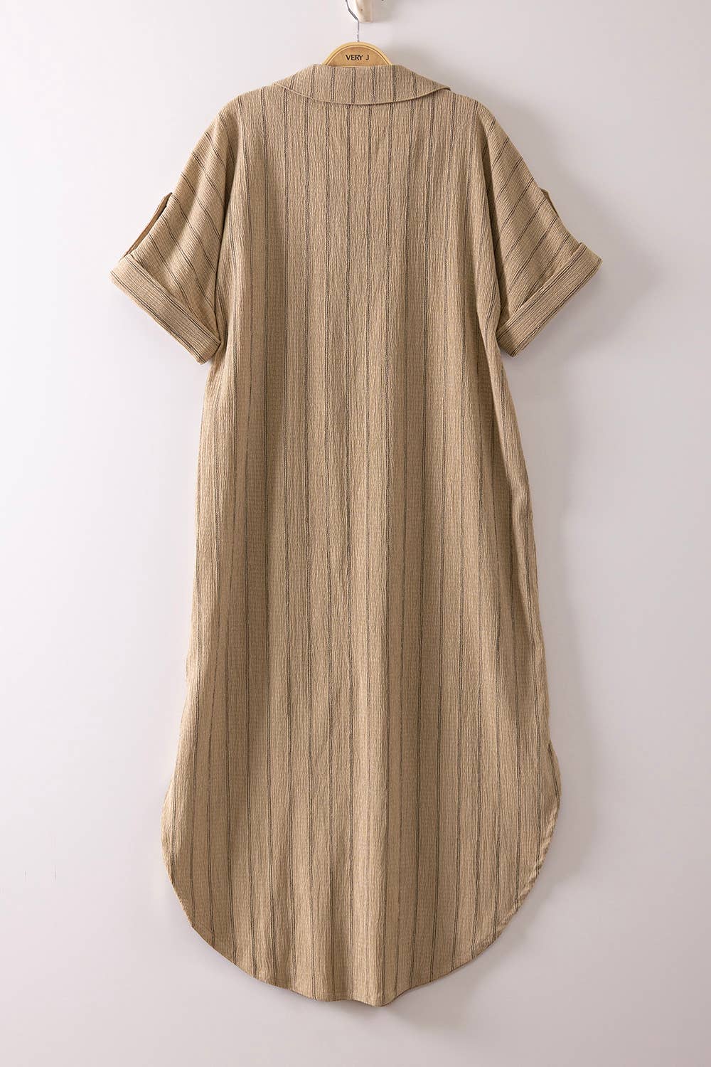 Dresses - Striped Linen Midi Button Down Shirt Dress - - Cultured Cloths Apparel
