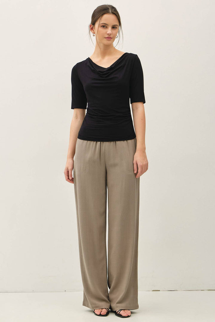 COWL NECK 3/4 SLEEVE TOP