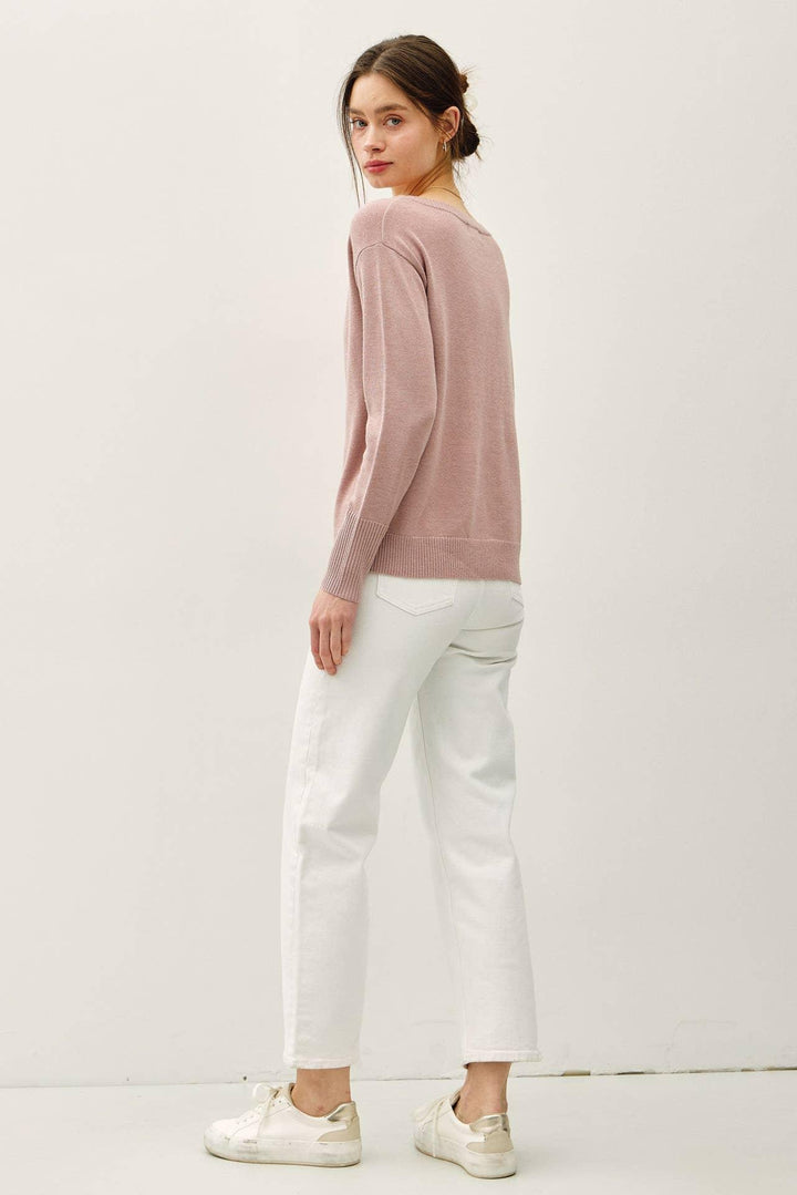 WOOL BLENDED ULTRA SOFT BOAT NECK BASIC SWEATER