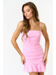 Women's Dresses - Ruching Detailed Strappy Mini Dress - LT Pink - Cultured Cloths Apparel