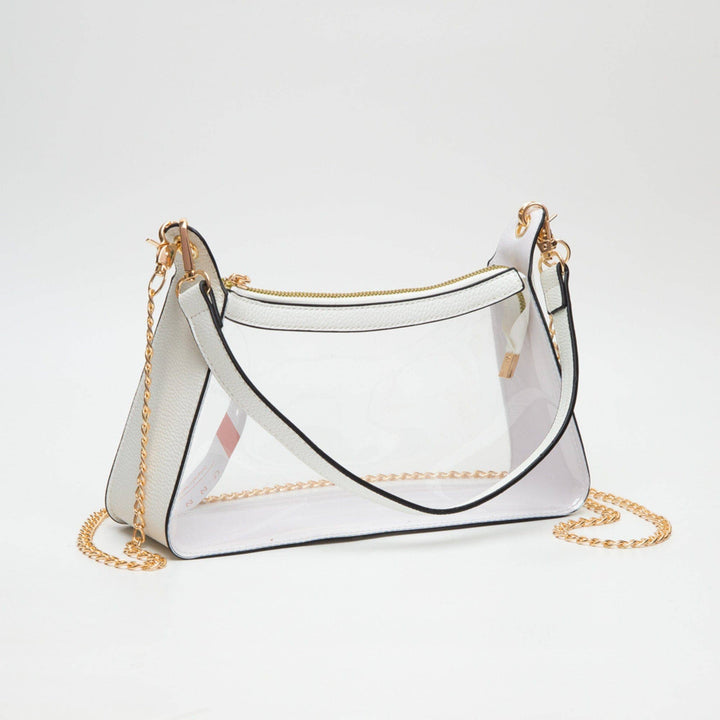 - Marilyn Clear Satchel Bag With Chain Strap - - Cultured Cloths Apparel
