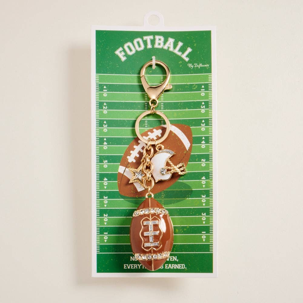 Accessories, Key Chains - 6 Inch Enamel Football Helmet Star Stone Keychain Bag Charm - - Cultured Cloths Apparel