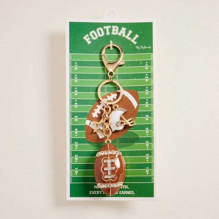 Accessories, Key Chains - 6 Inch Enamel Football Helmet Star Stone Keychain Bag Charm - - Cultured Cloths Apparel