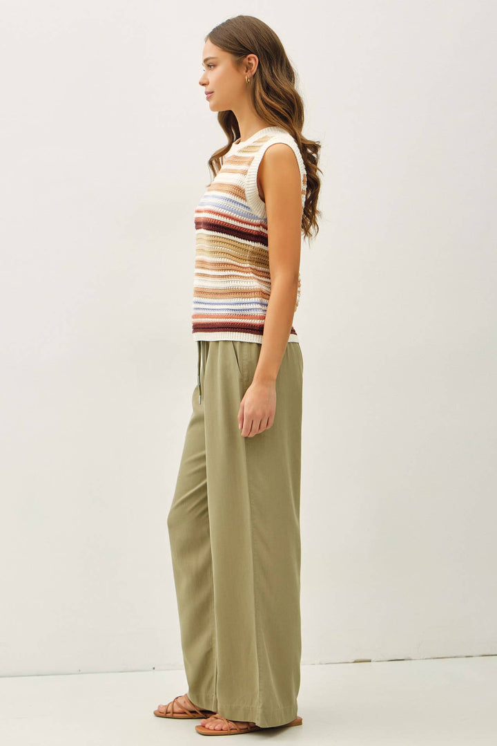 Pants - SAND WASHED FLOWY TENCEL WIDE LEG PANTS - - Cultured Cloths Apparel