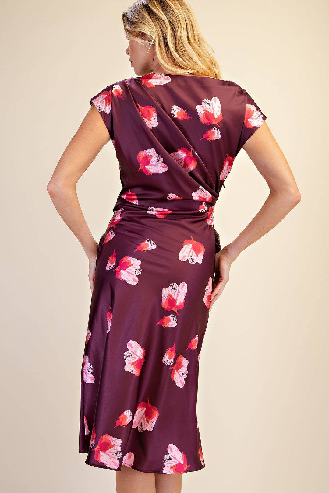 Floral Asymmetrical Neck Midi Dress
