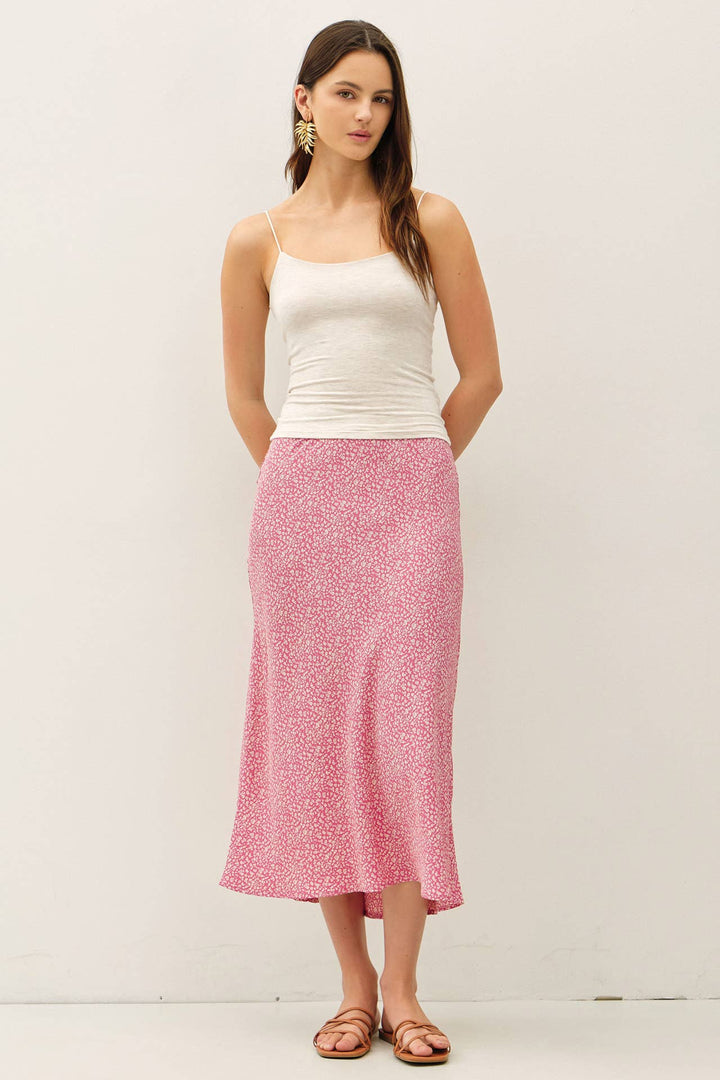 PRINT MIDI SKIRT WITH ELASTIC WAISTBAND