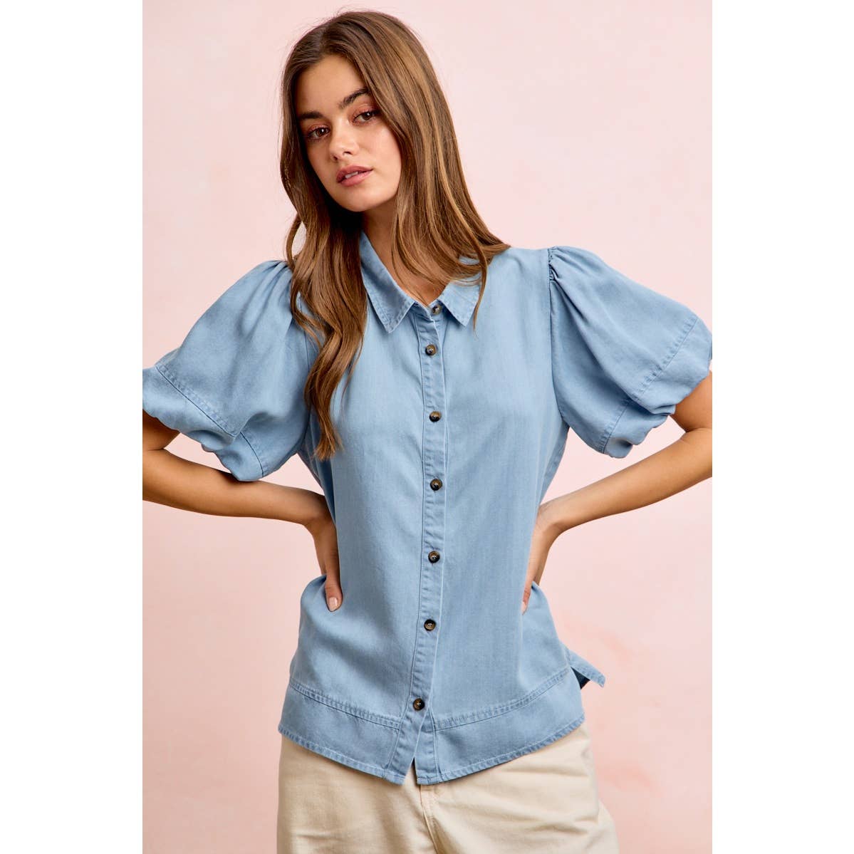 PUFF SLEEVES WASHED TENCEL SHIRT TOP – Cultured Cloths Apparel