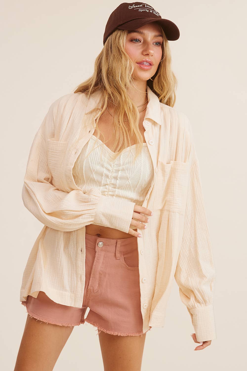 Women's Long Sleeve - Gauze Button-Down Shirt - - Cultured Cloths Apparel