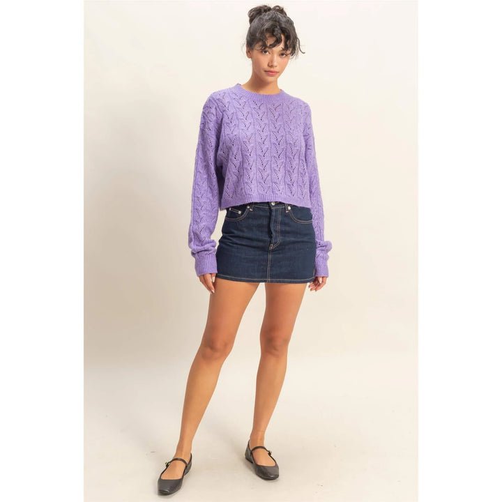Women's Sweaters - Cropped Cable Knit Sweater - - Cultured Cloths Apparel