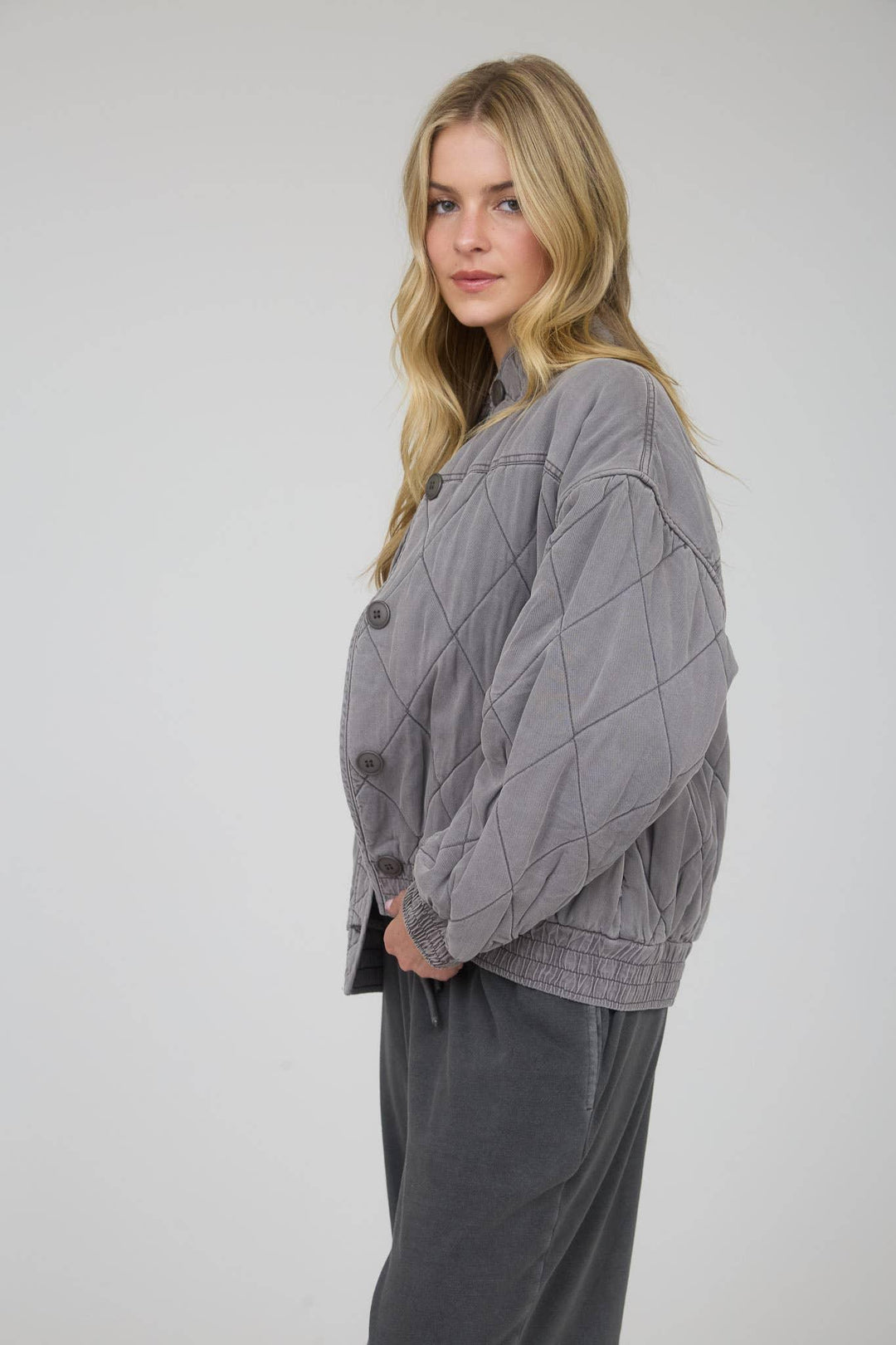 Outerwear - WASHED QUILTED BUTTON DOWN JACKET - - Cultured Cloths Apparel