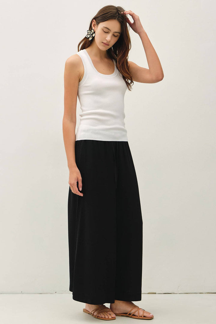Pants - LINEN BLEND CROPPED PALAZZO PANTS - - Cultured Cloths Apparel