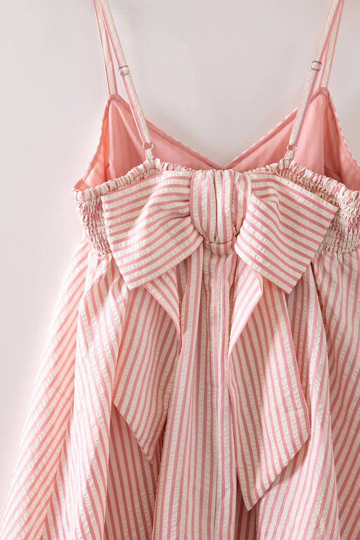 Women's Dresses - Stripe Bow Babydoll Sundress - - Cultured Cloths Apparel