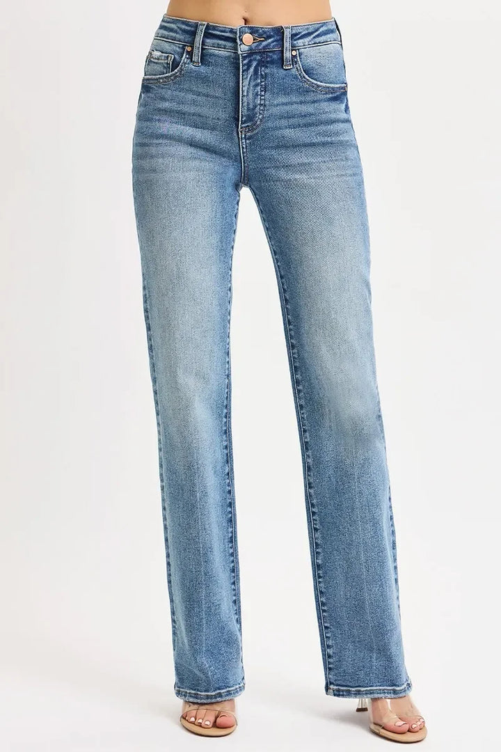 Denim - RISEN Full Size Tummy Control High Rise Straight Jeans - - Cultured Cloths Apparel