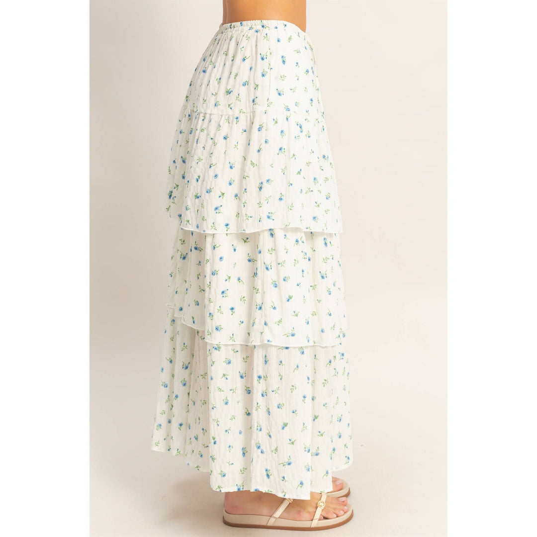 Tiered Floral Print Skirt