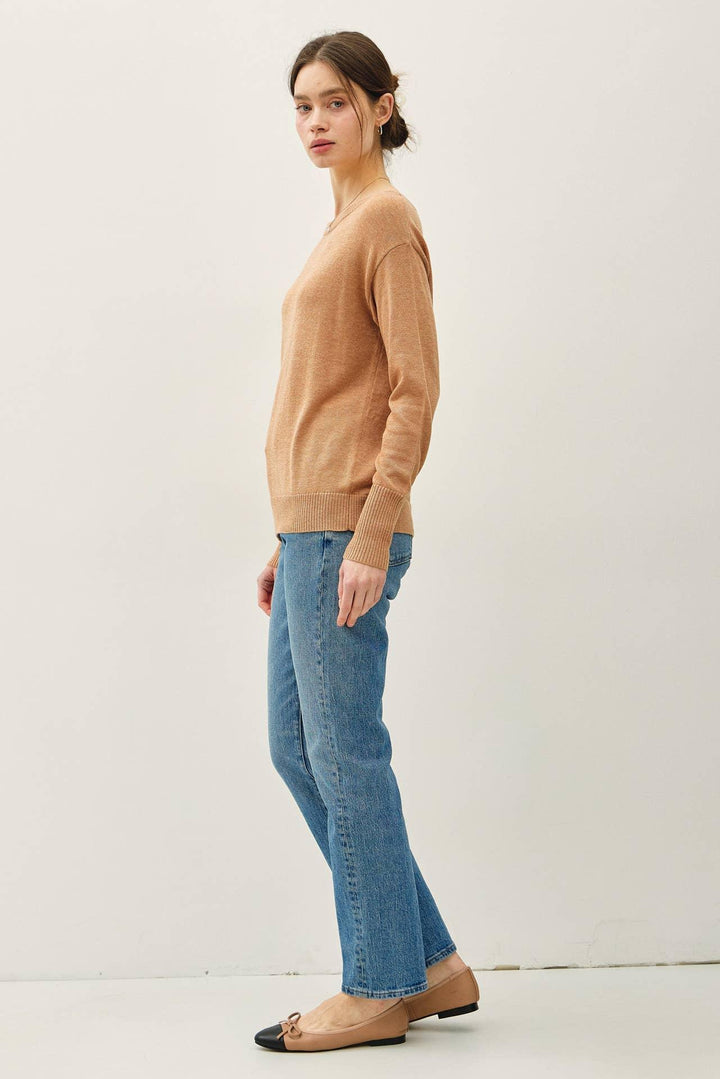 WOOL BLENDED ULTRA SOFT BOAT NECK BASIC SWEATER