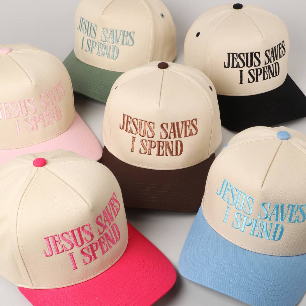 Accessories, Hats - JESUS SAVES I SPEND Embroidery Trucker Hat - - Cultured Cloths Apparel