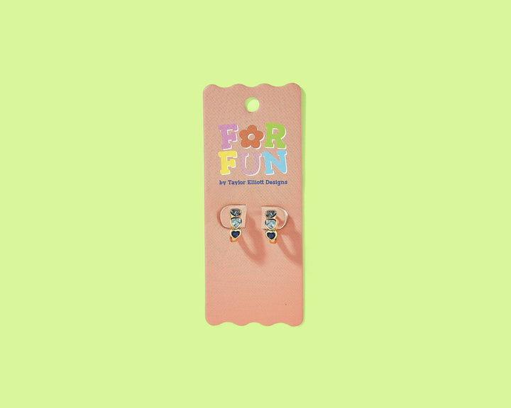 - FOR FUN - Huggie Earrings - Assorted Blue Hearts - Lettie - - Cultured Cloths Apparel