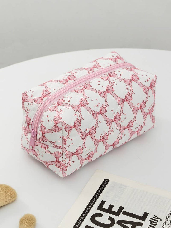 FLORAL TOILE PATTERN MAKEUP COSMETIC POUCH BAG