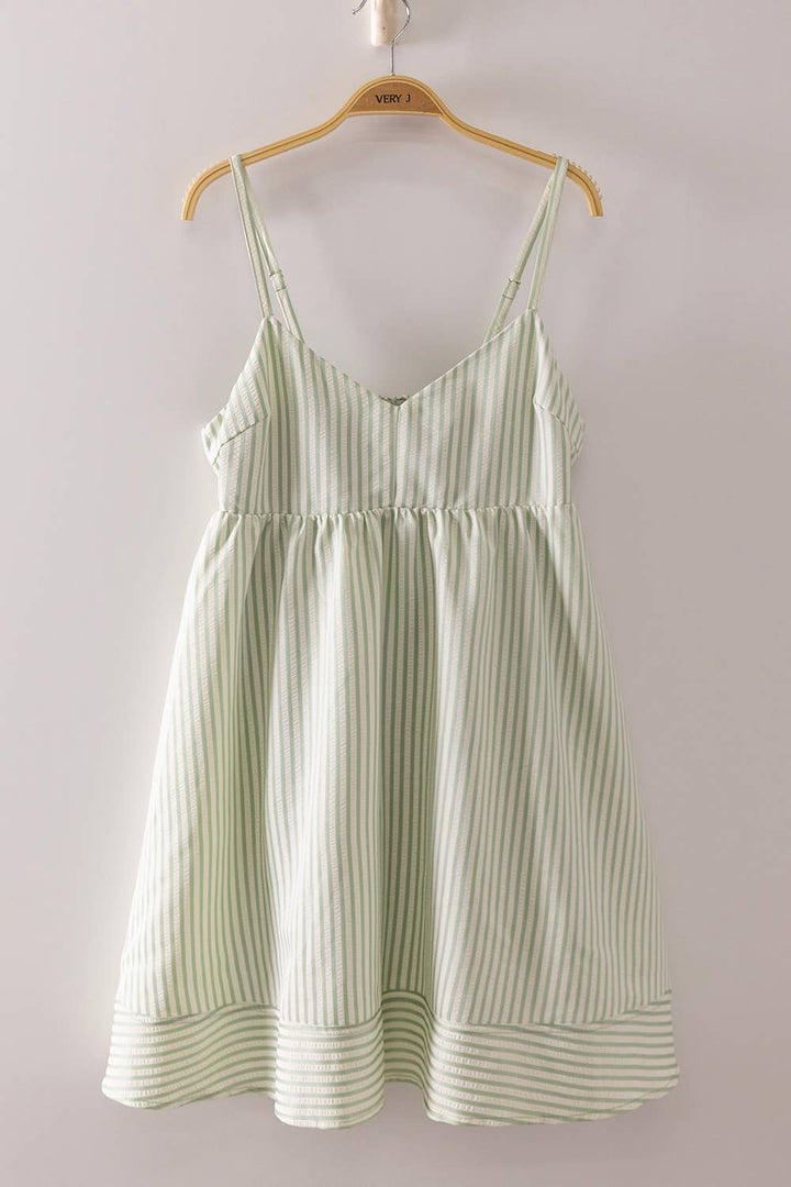Women's Dresses - Stripe Bow Babydoll Sundress - SMALL - Cultured Cloths Apparel